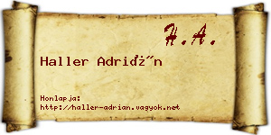Haller Adrián névjegykártya