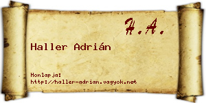 Haller Adrián névjegykártya